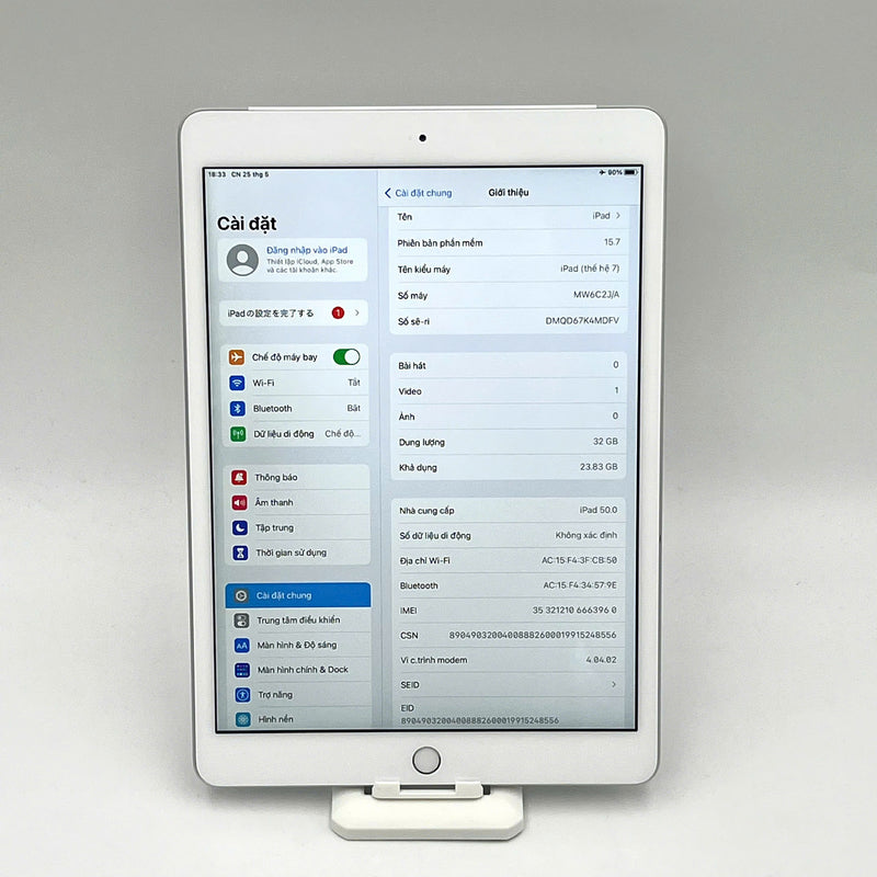 iPad Gen 7 10.2inch Silver 32GB 4G+Wifi 98% battery from 90% 