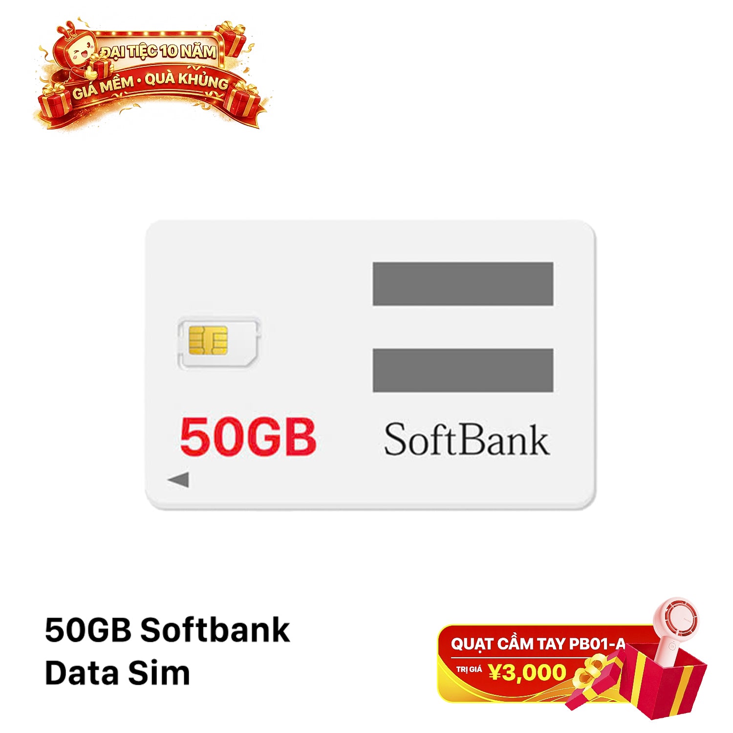 Sim data Softbank 50GB cước 2480¥
