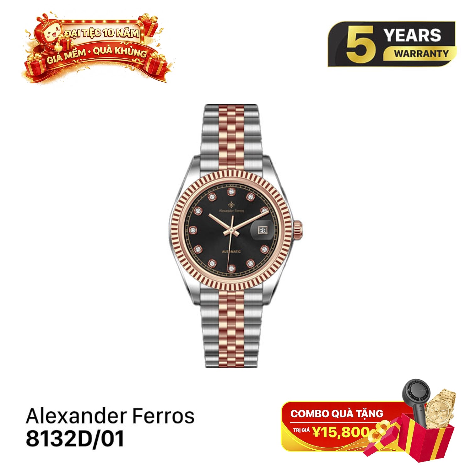 Đồng hồ cơ nam Alexander Ferros 8132