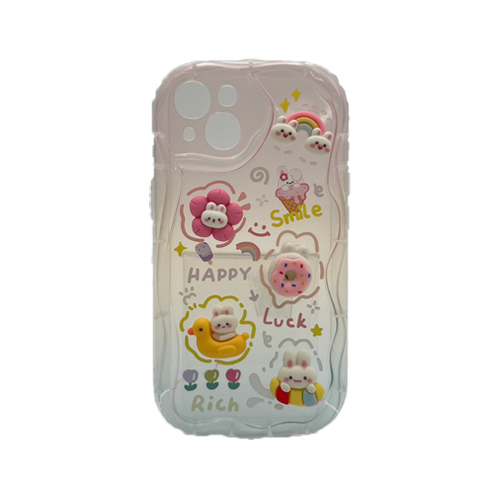 HHPK47 Wave-edged phone case with embossed charm 