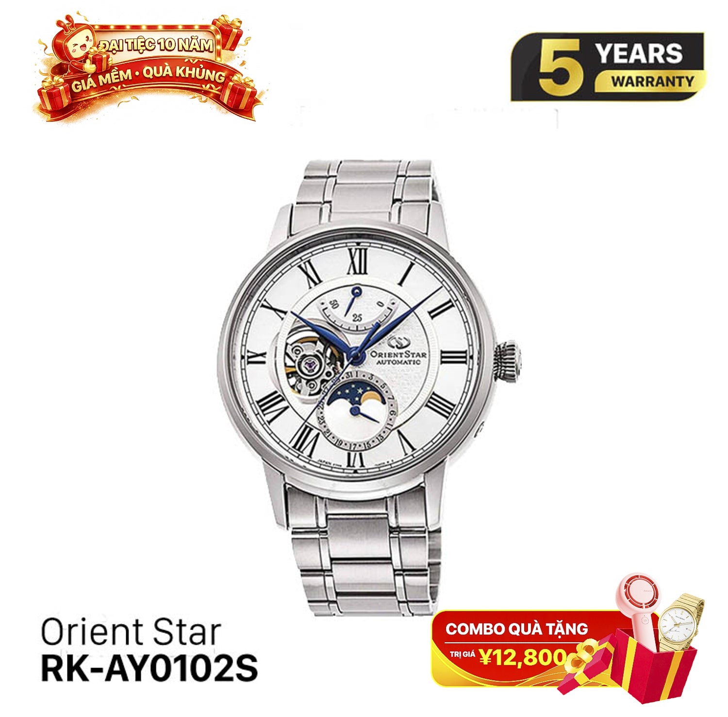 Đồng hồ cơ Orient Star Mechanical Moon Phase RK-AY0102S (Bản nội địa) - Nhận order