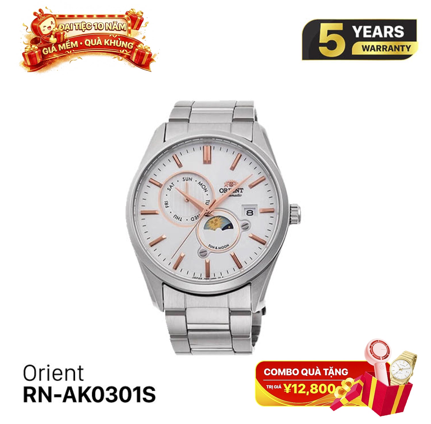 Đồng hồ cơ Orient Sun Moon Gen 5 RN-AK0301S