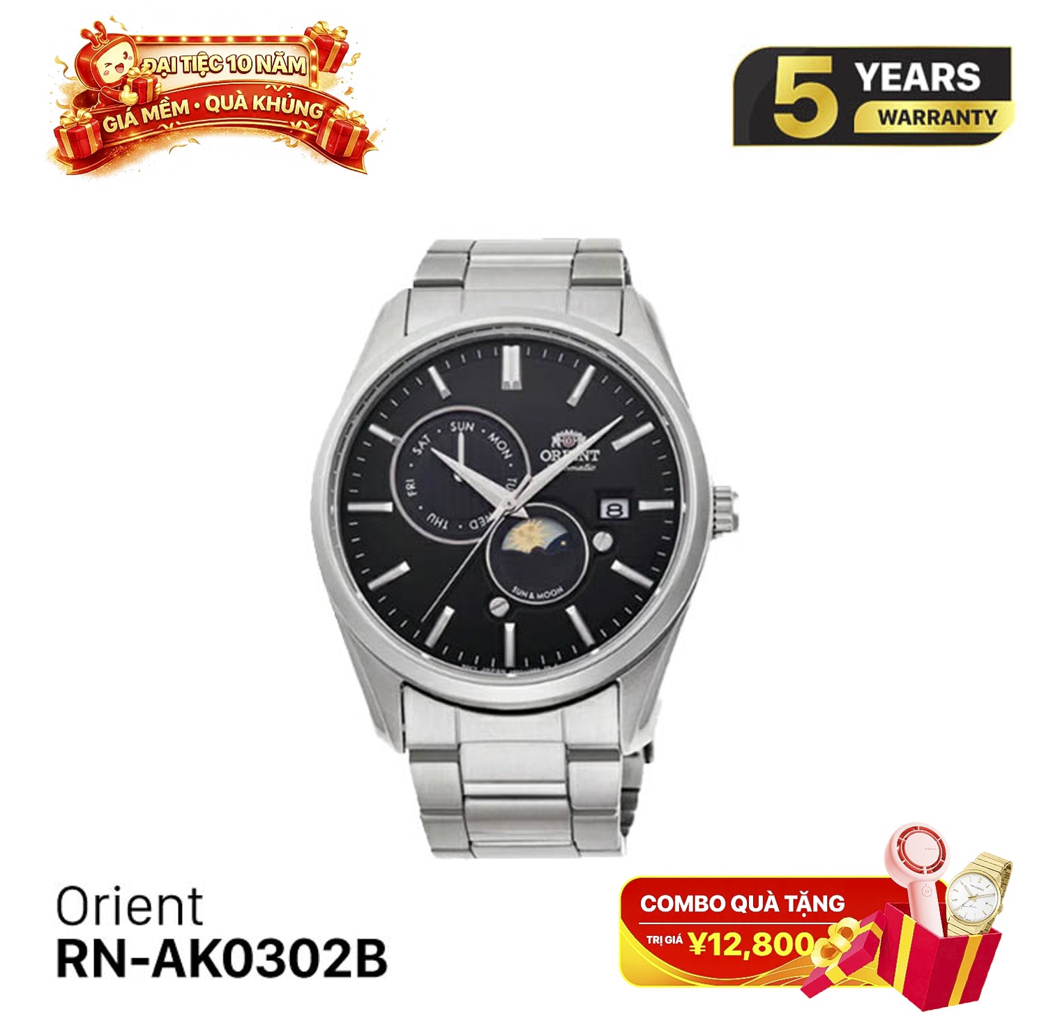 Đồng hồ cơ Orient Sun Moon Gen 5 RN-AK0302B