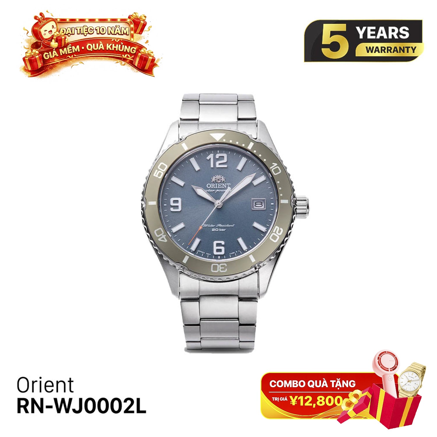 Đồng hồ năng lượng mặt trời Orient Mako 40 RN-WJ0002L - Nhận order
