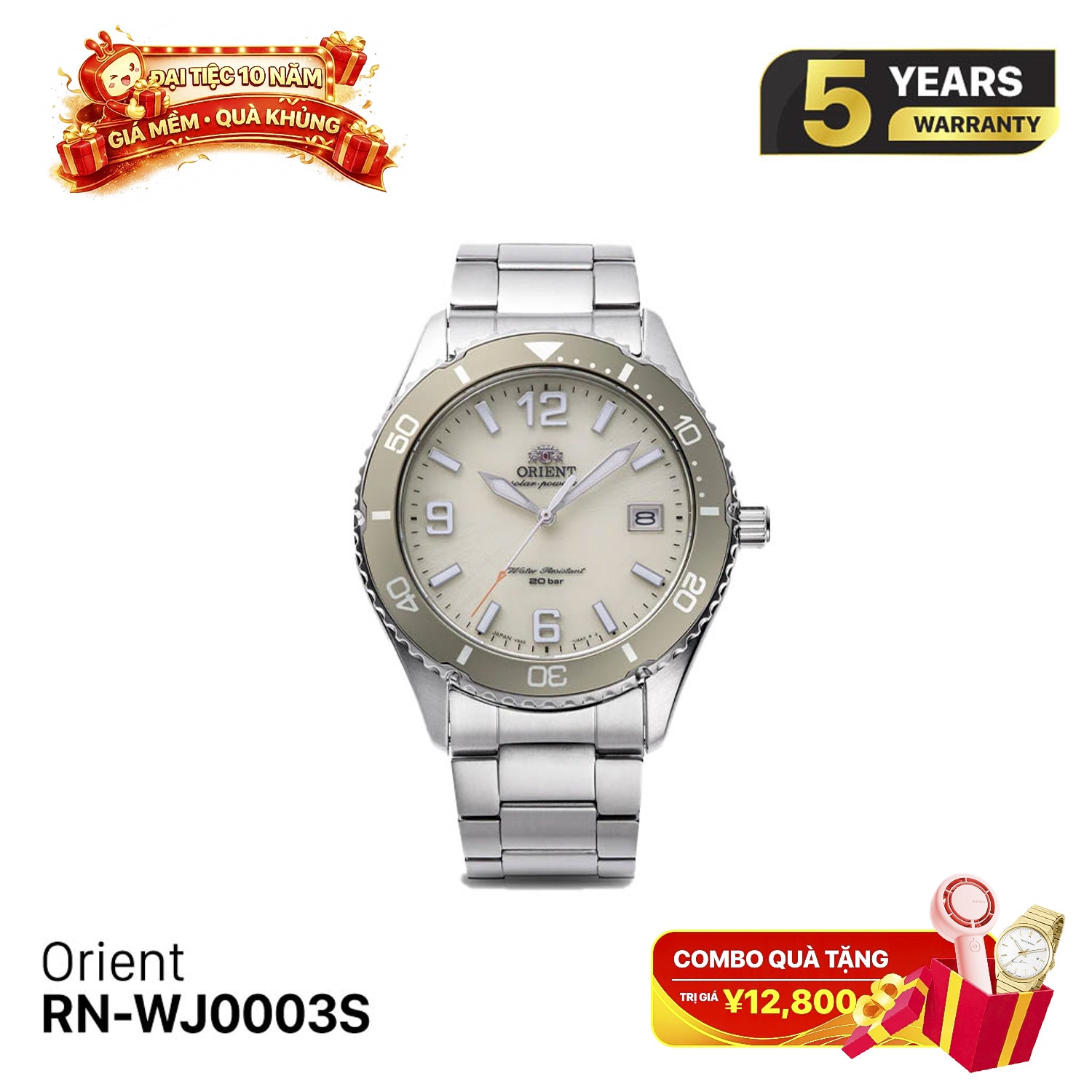 Đồng hồ năng lượng mặt trời Orient Mako 40 RN-WJ0003S - Nhận Order