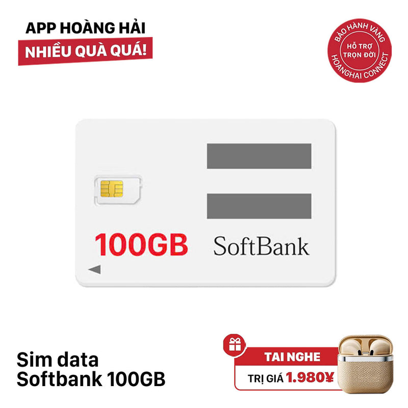 Softbank 100GB data SIM card, fee 2980¥ - Free wireless headset 