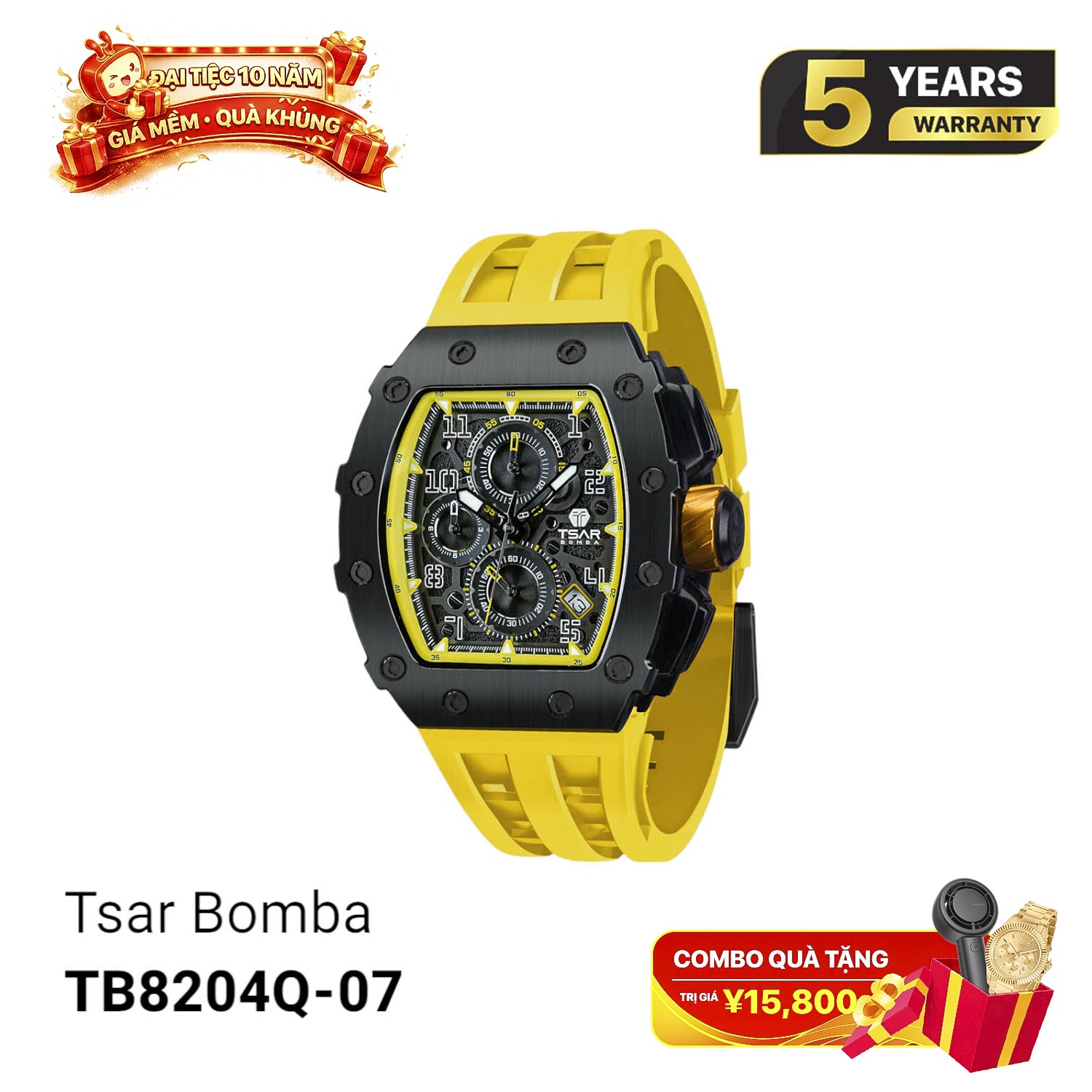 Đồng hồ pin Tsar Bomba Stainless Steel TB8204Q