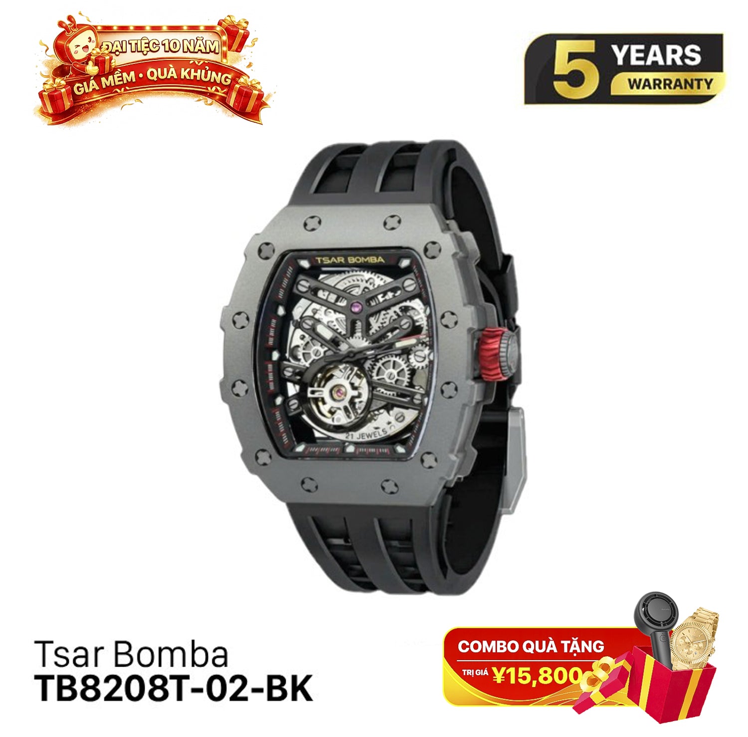 Đồng hồ cơ Tsar Bomba Titanium TB8208T