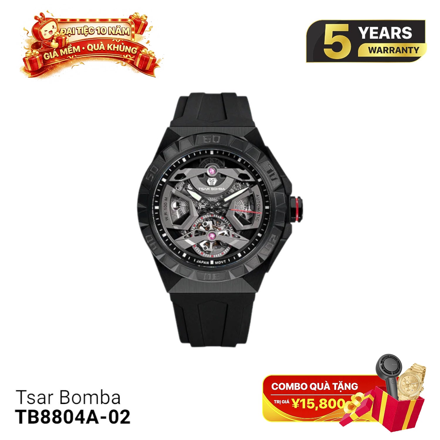 Đồng hồ cơ Tsar Bomba Stainless Steel TB8804A-02