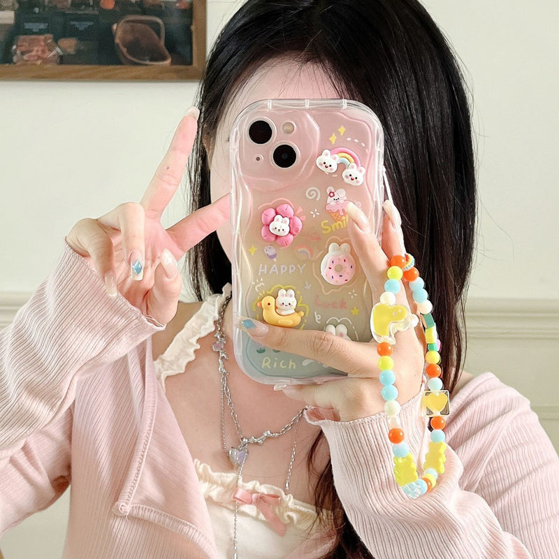 HHPK47 Wave-edged phone case with embossed charm 