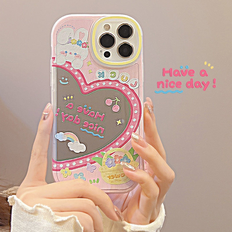 HHPK34 Mirror Cartoon Heart Case 