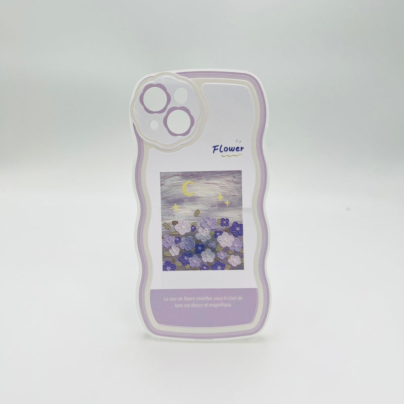 HHPK05 Wavy border with purple floral pattern 