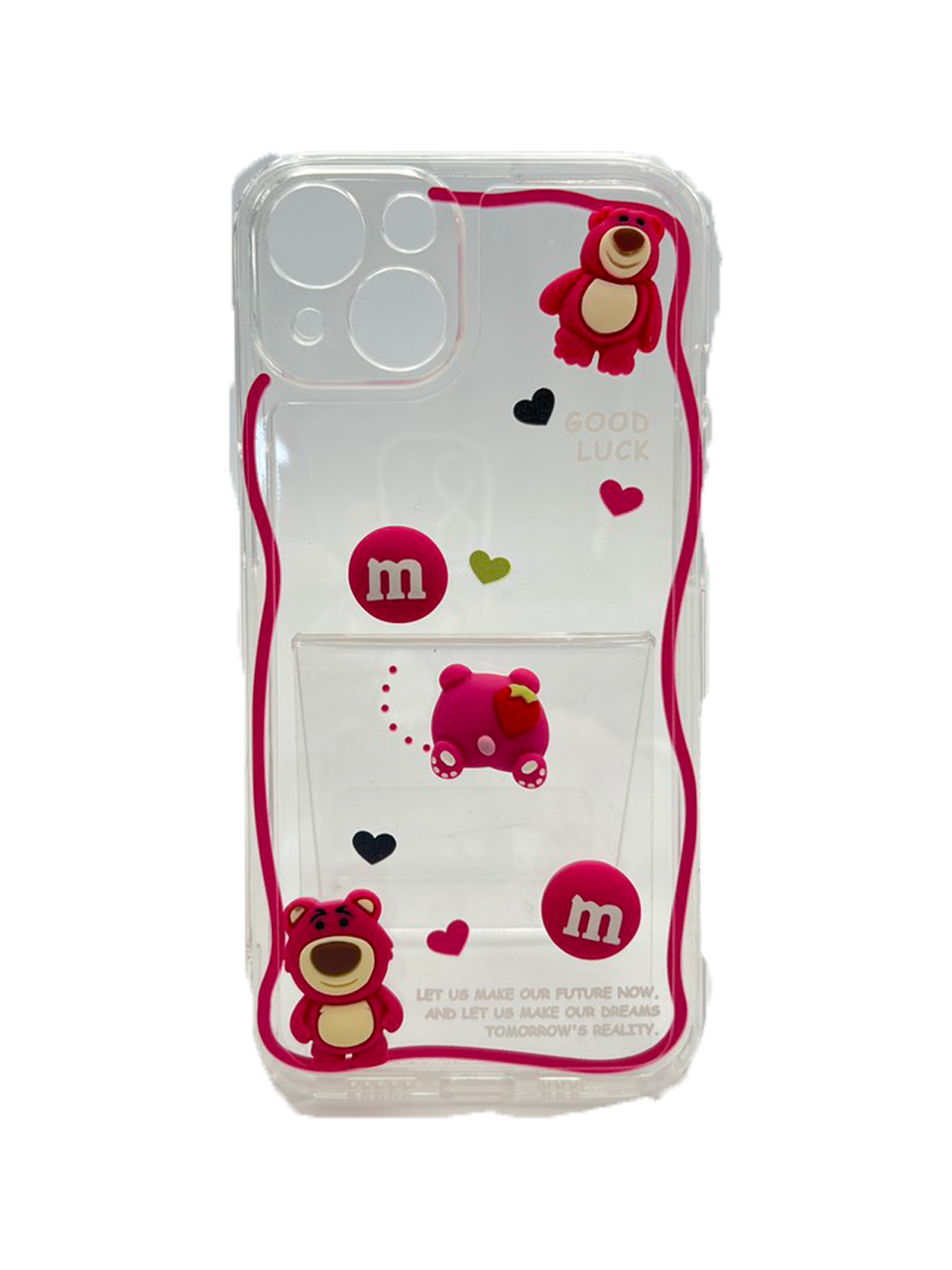 HHPK18 Wave-shaped case with 3D Strawberry Bear 