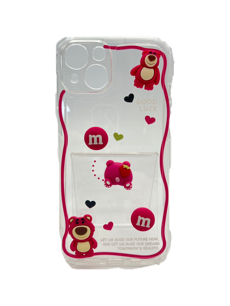 HHPK18 Wave-shaped case with 3D Strawberry Bear 