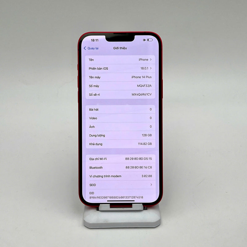 iPhone 14 Plus 128GB Red 98% battery 85% The device has paid off all network bills and is used like an Apple International (scratched edges) - HH6764 