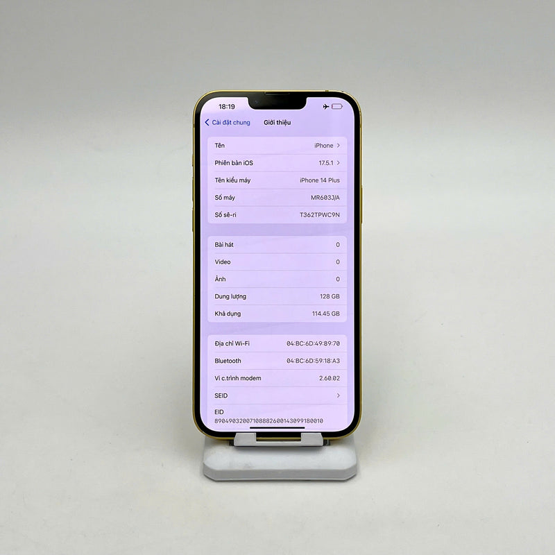 iPhone 14 Plus 128GB Gold 97% battery 96% International from SB (No SB sim - dented edge) - HH1435 