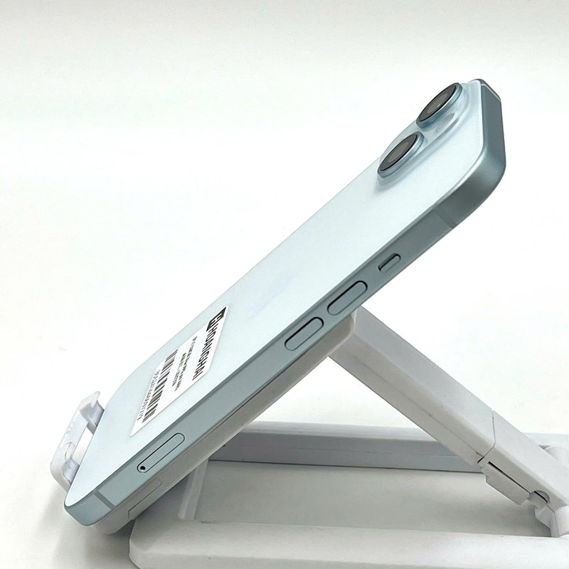 iPhone 15 128GB Blue 98% battery 85% International from SB (No SB sim - scratched orange border) - HH7152 
