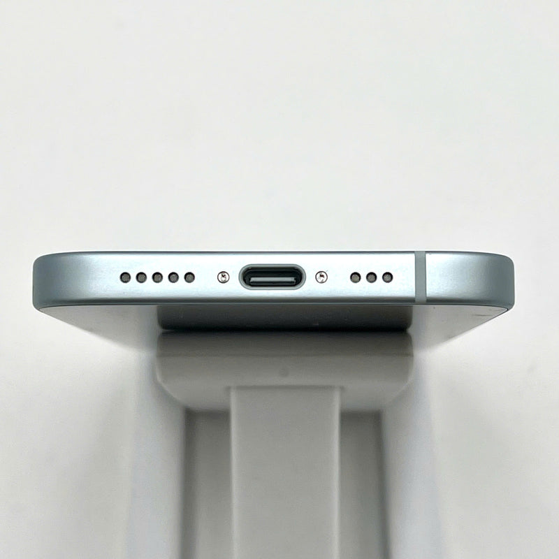 iPhone 15 128GB Blue 98% battery 85% International from SB (No SB sim - scratched orange border) - HH7152 