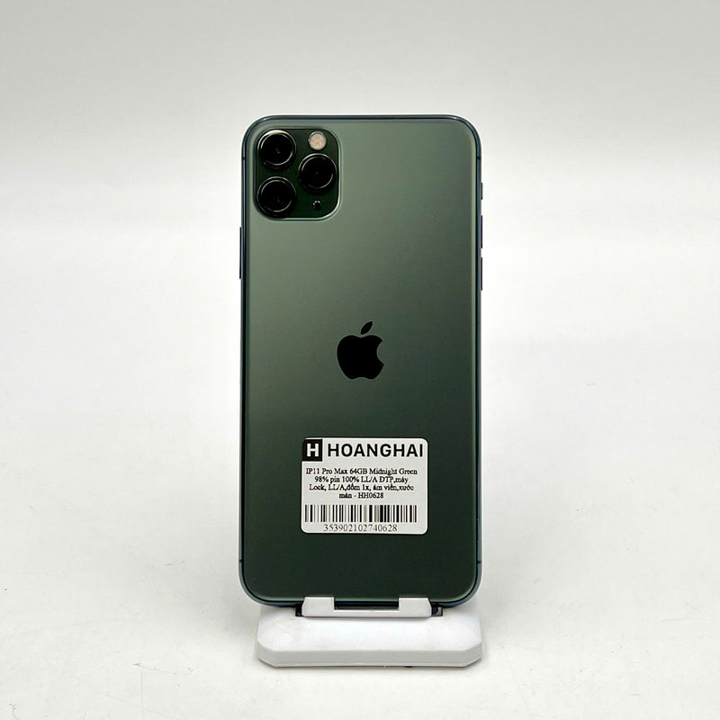iPhone 11 Pro Max 64GB Green 98% battery 100% US version (Replaced battery - Locked device, 1x camera spot, dark edges, screen scratches) - HH0628 
