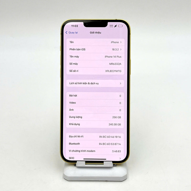 iPhone 14 Plus 256GB Gold 98% battery 90% Apple International (Scratched screen) - HH3451 