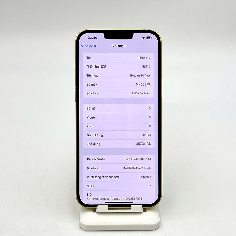 iPhone 14 Plus 512GB Gold 98% battery 85% Apple International (Scratched screen and edges) - HH3910 