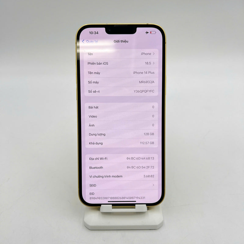 iPhone 14 Plus 128GB Gold 98% battery 100% International from SB (No SB sim, scratched edges and screen, scratched orange edge, DTP) - HH0603 