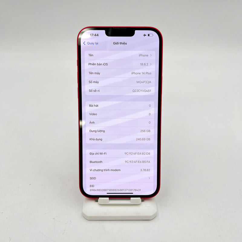 iPhone 14 Plus 256GB Red 98% battery 100% Apple International (Battery replaced) - HH2677 