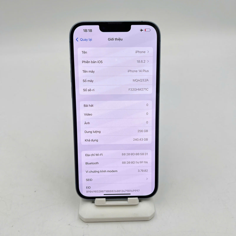 iPhone 14 Plus 256GB Blue 98% battery 100% The device has paid off all network bills and is used like Apple International (scratched orange border, scratched screen, chipped border, DTP) - HH4469 