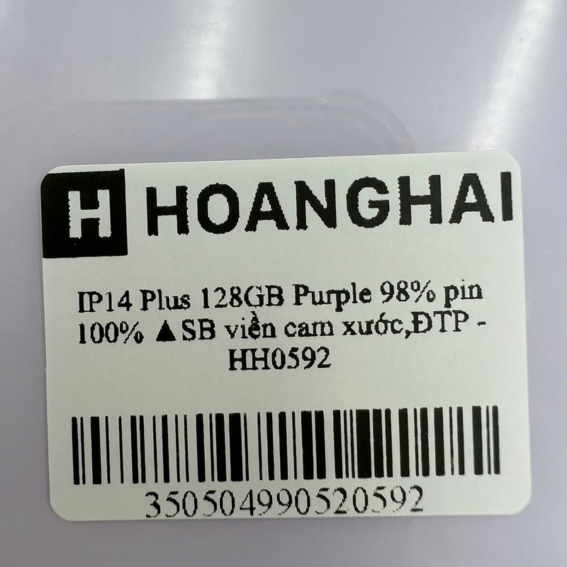 iPhone 14 Plus 128GB Purple 98% battery 100% International from SB (No SB sim - scratched orange border, DTP) - HH0592 