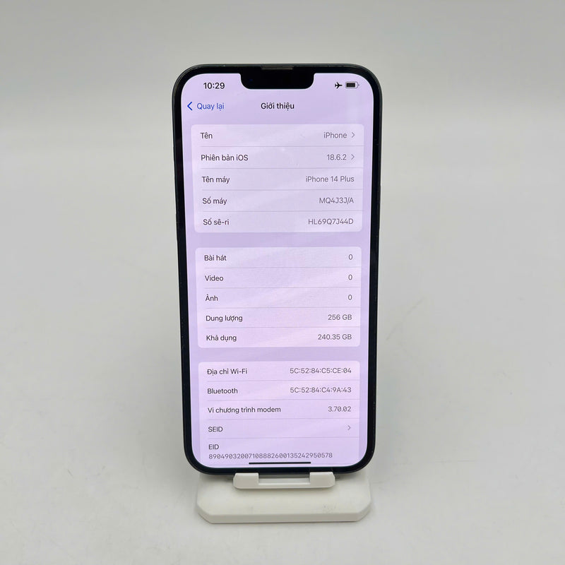 iPhone 14 Plus 256GB Black 98% battery 100% International from SB (No SB sim - scratched screen, scratched edges, scratched orange edges, DTP) - HH8163 