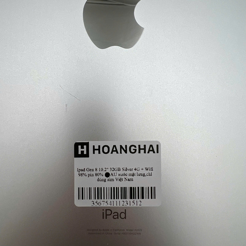 iPad Gen 8 2020 10.2in 32GB Silver 4G + Wifi 98% battery 80% from AU (scratched back, scratched edges, only uses Vietnamese sim) 