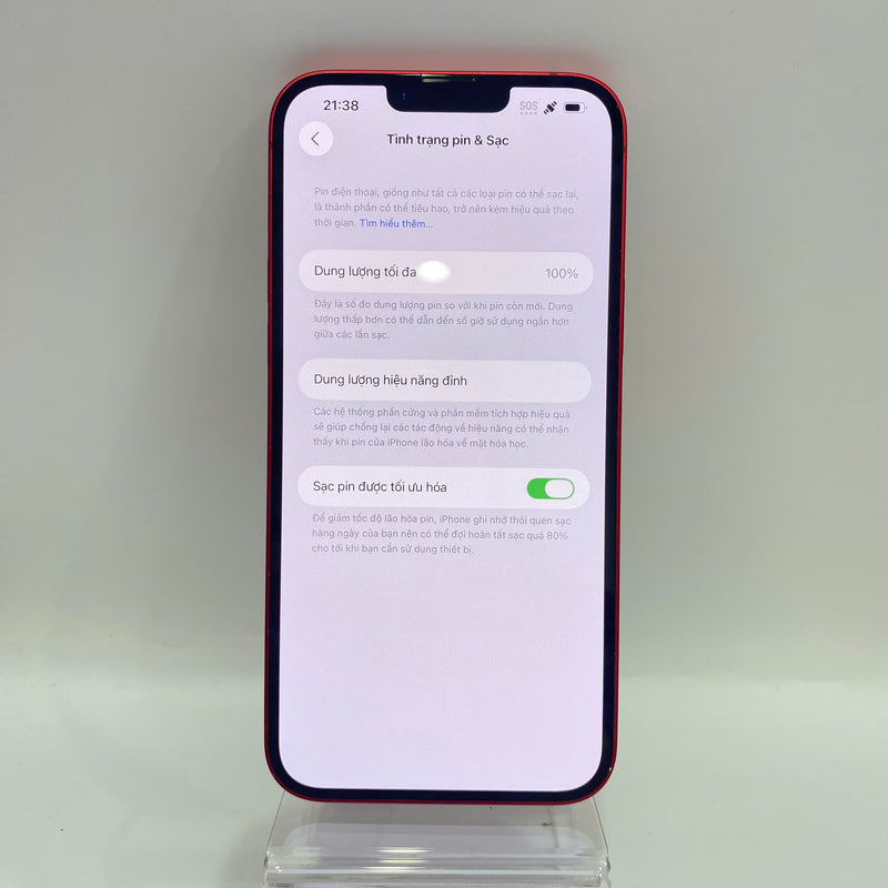 iPhone 14 Plus 128GB Red 98% battery 100% International from DCM (No DCM sim - cracked edge, DTP) - HH7261 