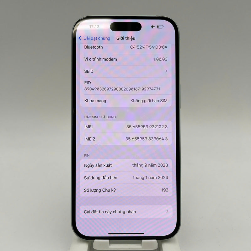 iPhone 15 128GB Green 98% battery 87% International from SB (No SB sim - scratched orange border) - HH1023 