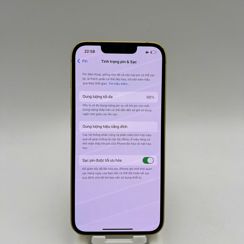 iPhone 14 128GB Gold 98% battery 88% International from DCM (No DCM sim - Scratched screen, dented edges, scratched orange edge) - HH3940 