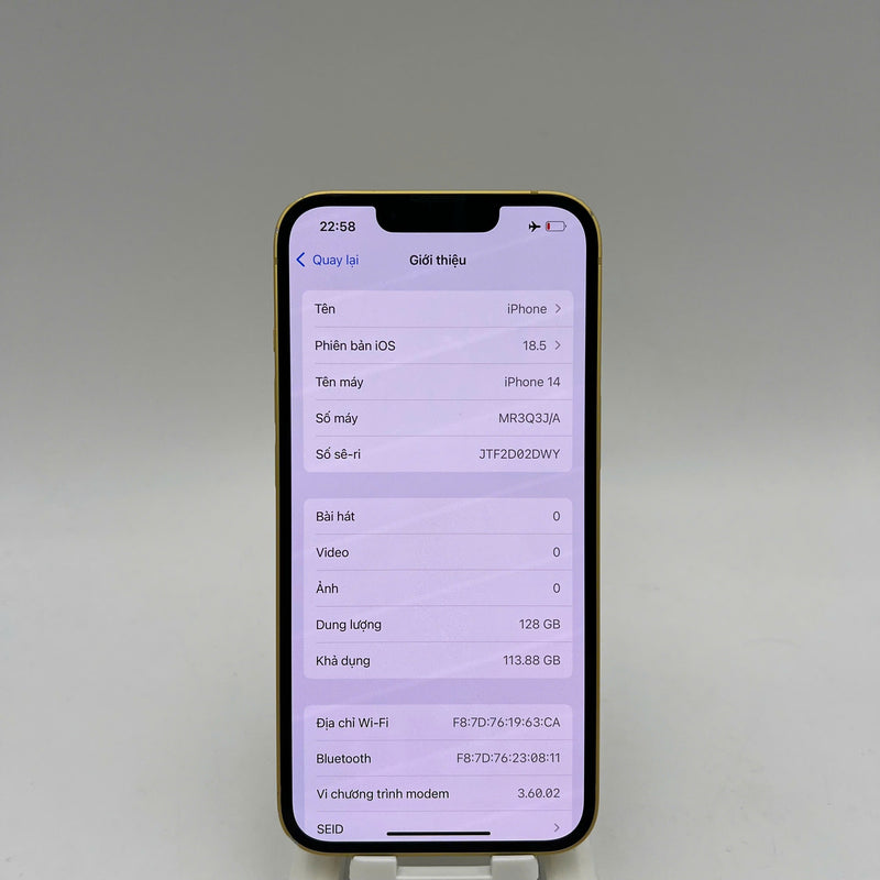 iPhone 14 128GB Gold 98% battery 88% International from DCM (No DCM sim - Scratched screen, dented edges, scratched orange edge) - HH3940 