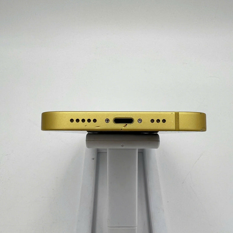 iPhone 14 128GB Gold 98% battery 88% International from DCM (No DCM sim - Scratched screen, dented edges, scratched orange edge) - HH3940 