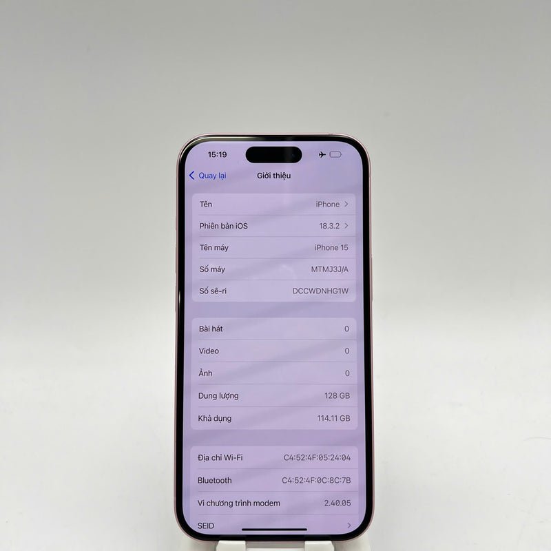 iPhone 15 128GB Pink 98% battery 87% International from SB (No SB sim - scratched orange border) - HH3238 