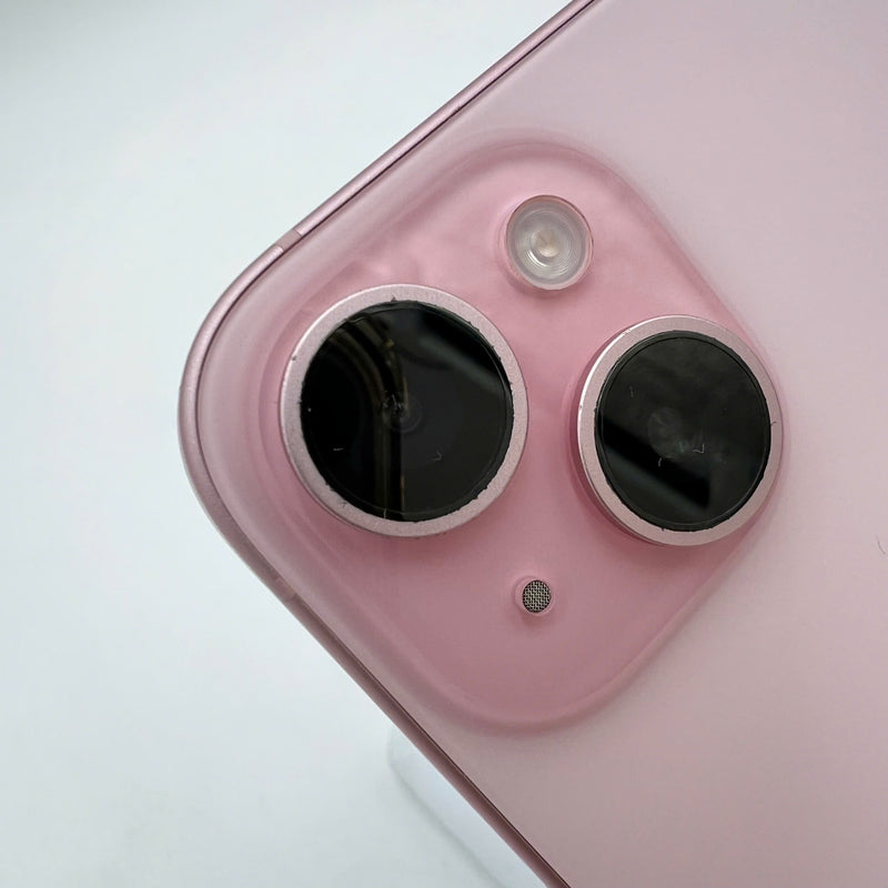 iPhone 15 128GB Pink 98% battery 87% International from SB (No SB sim - scratched orange border) - HH3238 