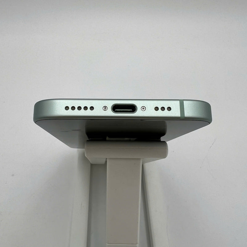 iPhone 15 128GB Green 98% battery 87% International from SB (No SB sim - scratched orange border) - HH1023 