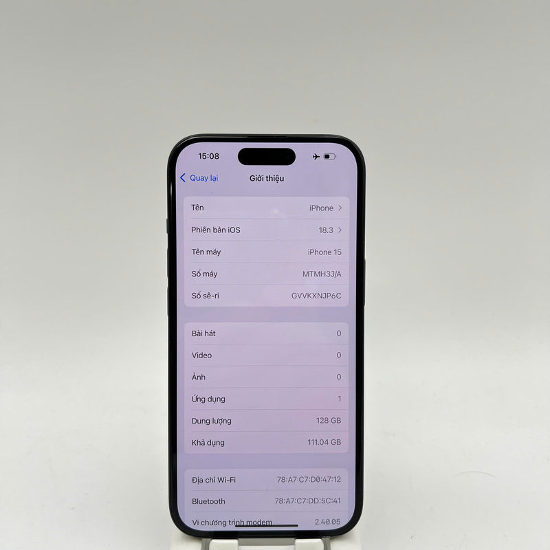 iPhone 15 128GB Black 98% battery 90% International from AU (No AU sim - Scratched edges) - HH8389 