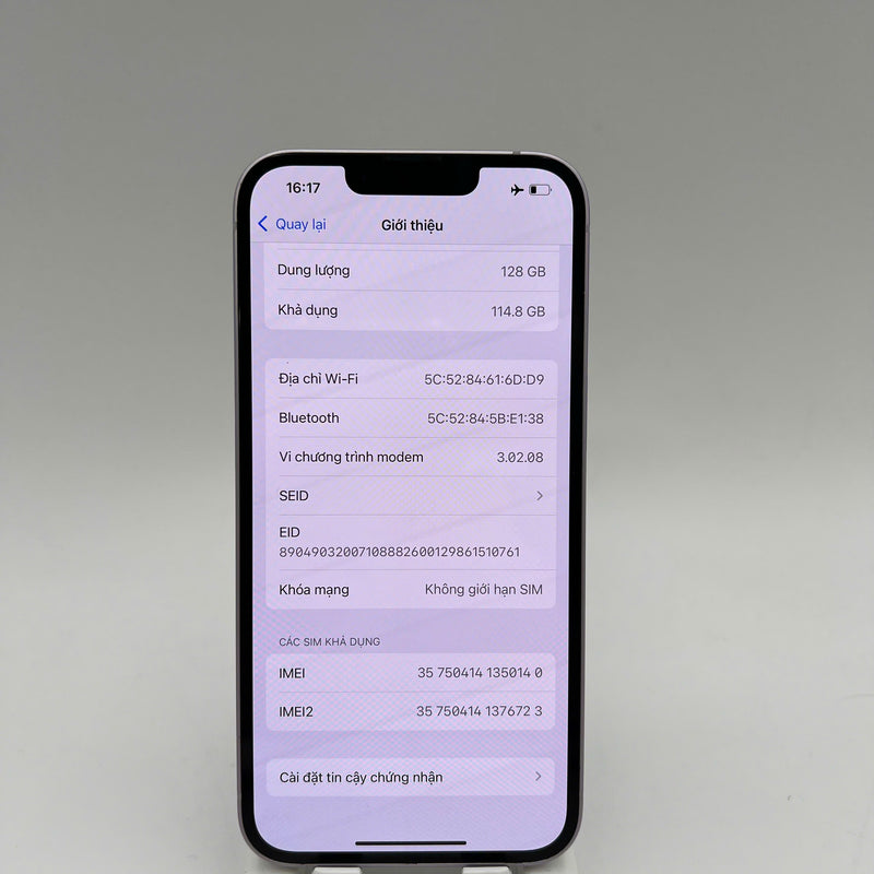 iPhone 14 128GB Purple 98% battery 85% The device has paid off all network bills and is used like an Apple International (scratched edges) - HH0140 