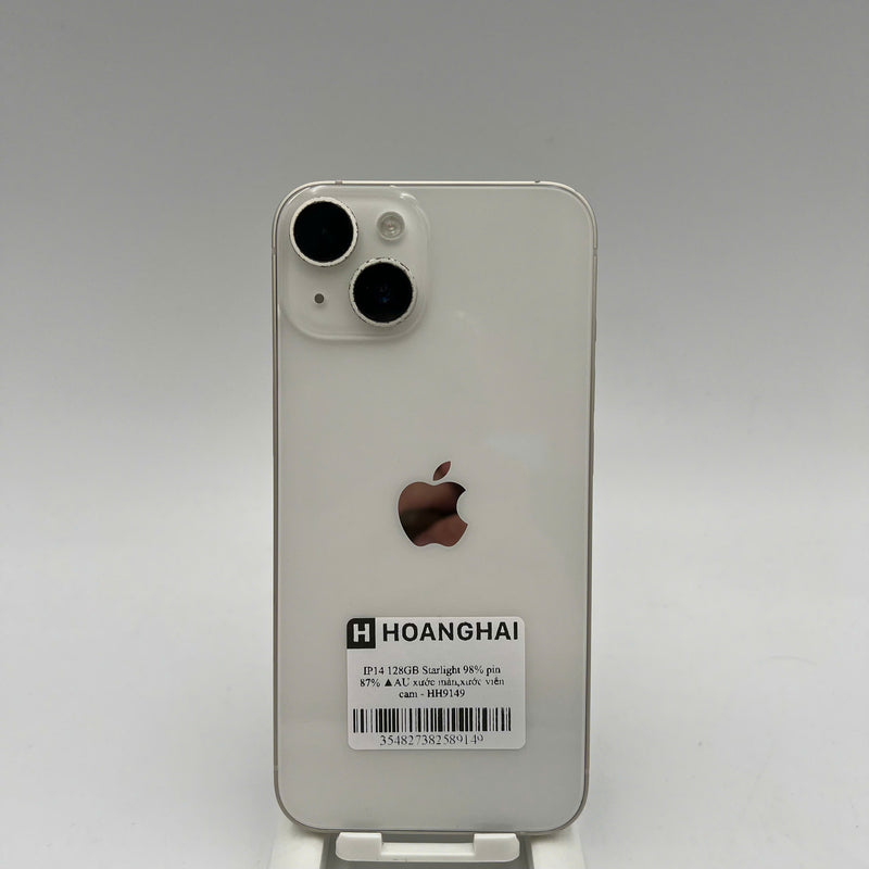 iPhone 14 128GB White 98% battery 87% International from AU (Does not use AU sim - scratched screen, scratched orange edge) - HH9149 