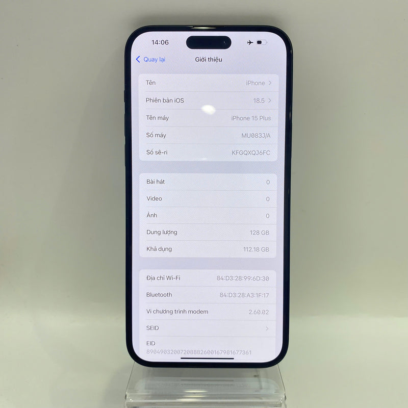 iPhone 15 Plus 128GB Black 98% battery 89% Apple International (scratched screen, dark edges, scratched orange edges) - HH6140 
