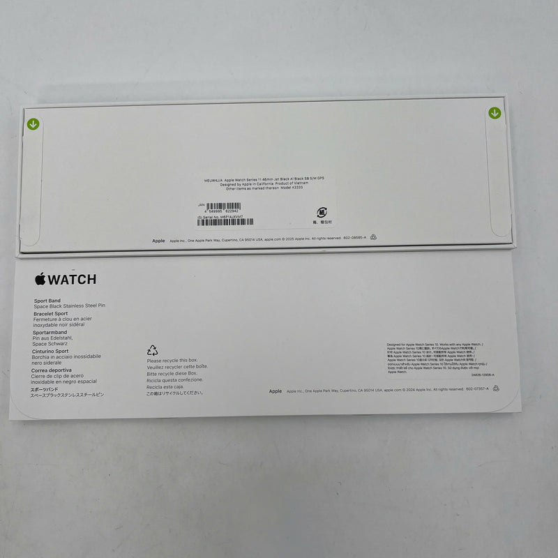 Apple Watch Series 11 GPS 42mm Original Jet Black Aluminum Case / Black Sport Band 