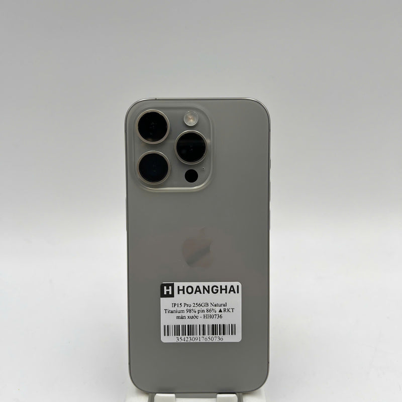 iPhone 15 Pro 256GB Natural 98% battery 86% International from RKT (No RKT sim - scratched screen) - HH0736 