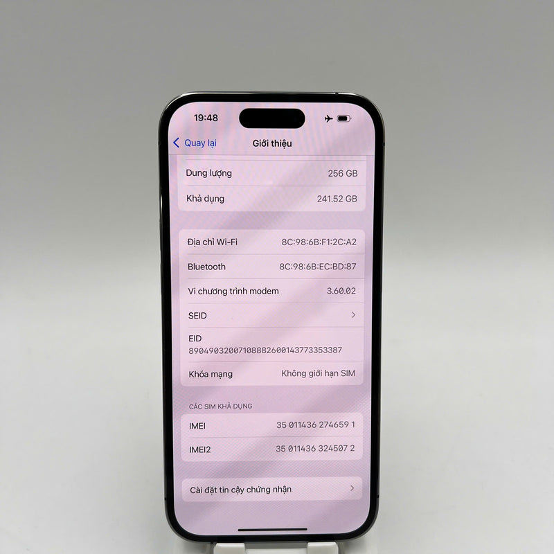 iPhone 14 Pro 256GB Purple 98% battery 87% International from DCM (No DCM sim - scratched edges) - HH6591 