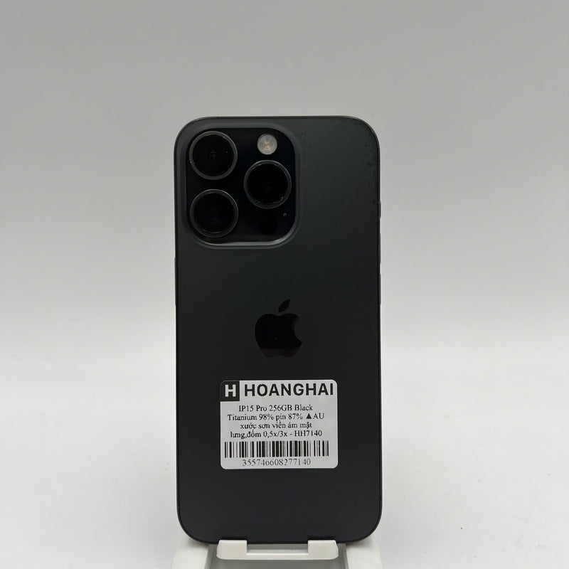iPhone 15 Pro 256GB Black 98% battery 87% International from AU (Do not use AU sim - scratched paint edges, dark back, 0.5x/3x spots) - HH7140 