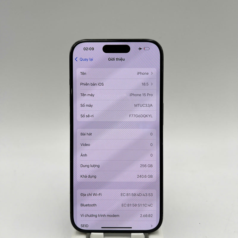 iPhone 15 Pro 256GB Black 98% battery 87% International from AU (Do not use AU sim - scratched paint edges, dark back, 0.5x/3x spots) - HH7140 