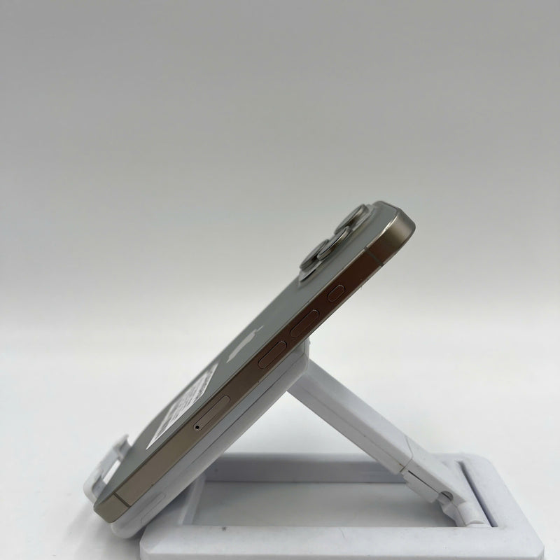 iPhone 15 Pro 128GB Natural 98% battery 86% International from DCM (No DCM sim - 0.5x spots, scratched edges, scratched orange edges) - HH7932 