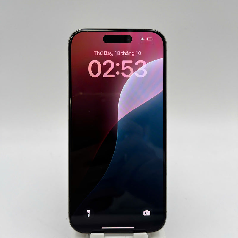 iPhone 15 Pro 128GB Natural 98% battery 86% International from DCM (No DCM sim - 0.5x spots, scratched edges, scratched orange edges) - HH7932 